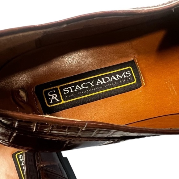 Stacy Adams brown, genuine, snake skin and leather slip on loafer style shoes 8 - Picture 9 of 12